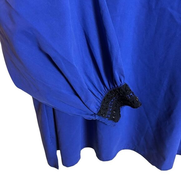 Chico's Embellished Colorblock Top in Seafaring Blue & Black Size Large (16) - Picture 9 of 13